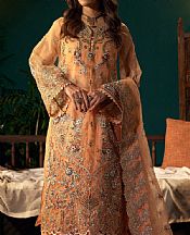 Fabiha Fatima Peach Organza Suit- Pakistani Designer Chiffon Suit