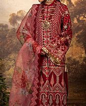Faiza Faisal Maroon Silk Suit- Pakistani Designer Chiffon Suit