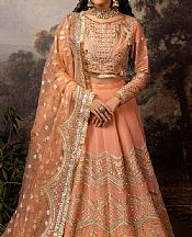 Faiza Faisal Peach Silk Suit- Pakistani Designer Chiffon Suit