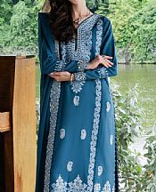 Faiza Faisal Denim Blue Karandi Suit- Pakistani Winter Clothing