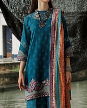 Teal Blue Dobby Suit- Pakistani Winter Dress