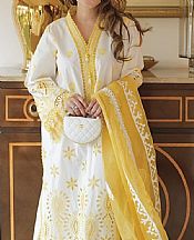 Faiza Faisal White/Yellow Cotton Suit- Pakistani Designer Lawn Suits