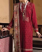 Faiza Faisal Scarlet Cotton Suit- Pakistani Designer Lawn Suits