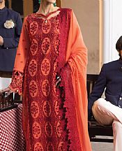 Faiza Faisal Orange Cotton Suit- Pakistani Designer Lawn Suits