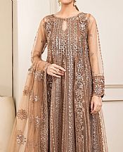 Farasha Taupe Brown Net Suit- Pakistani Chiffon Dress