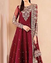 Farasha Wine Red Chiffon Suit- Pakistani Chiffon Dress