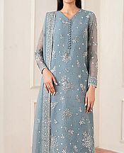 Farasha Cadet Blue Chiffon Suit- Pakistani Designer Chiffon Suit