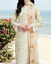 Farasha Cream Lawn Suit- Pakistani Designer Lawn Suits