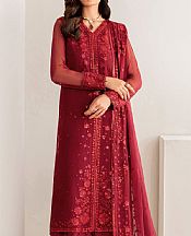 Farasha Vivid Burgundy Chiffon Suit- Pakistani Designer Chiffon Suit