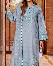 Farasha Cadet Blue Lawn Suit- Pakistani Designer Lawn Suits