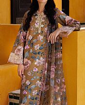 Farasha Dirt Brown Lawn Suit- Pakistani Lawn Dress