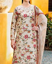 Farasha Beige Lawn Suit- Pakistani Designer Lawn Suits