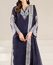 Farasha Oxford Blue Chiffon Suit- Pakistani Designer Chiffon Suit