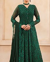 Bottle Green Chiffon Suit- Pakistani Chiffon Dress