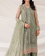 Farasha Pistachio Green Net Suit- Pakistani Designer Chiffon Suit