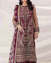 Farasha Egg Plant Net Suit- Pakistani Designer Chiffon Suit