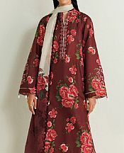 Wine Lawn Suit