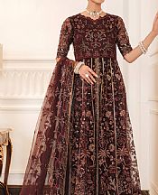 Farasha Brownish Red Net Suit- Pakistani Chiffon Dress