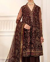 Farasha Brownish Red Net Suit- Pakistani Chiffon Dress