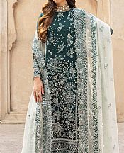 Farasha Teal Chiffon Suit- Pakistani Chiffon Dress