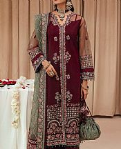 Farasha Maroon Net Suit- Pakistani Chiffon Dress