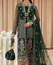 Farasha Dark Green Net Suit- Pakistani Chiffon Dress