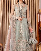 Farasha Pastel Grey Net Suit- Pakistani Chiffon Dress