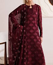 Farasha Wine Chiffon Suit- Pakistani Chiffon Dress