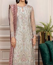 Farasha Light Grey Net Suit- Pakistani Designer Chiffon Suit