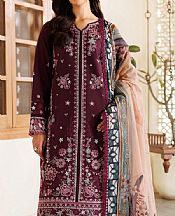 Farasha Wine Lawn Suit- Pakistani Lawn Dress