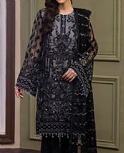 Flossie Dove Grey/Black Net Suit- Pakistani Designer Chiffon Suit