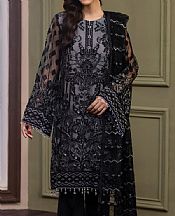 Flossie Dove Grey/Black Net Suit- Pakistani Designer Chiffon Suit