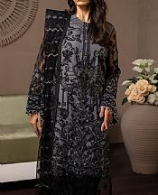 Flossie Dove Grey/Black Net Suit- Pakistani Designer Chiffon Suit