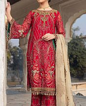 Flossie Crimson Chiffon Suit- Pakistani Designer Chiffon Suit