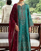 Flossie Sea Green Silk Suit- Pakistani Designer Chiffon Suit