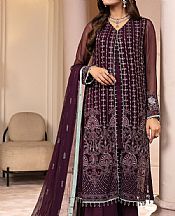 Flossie Wine Berry Chiffon Suit- Pakistani Designer Chiffon Suit