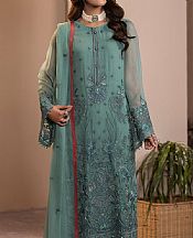 Flossie Greyish Teal Chiffon Suit- Pakistani Chiffon Dress