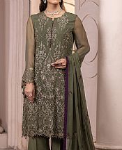 Flossie Finch Green Chiffon Suit- Pakistani Designer Chiffon Suit