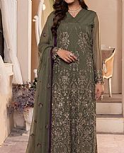 Flossie Army Green Chiffon Suit- Pakistani Designer Chiffon Suit