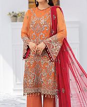 Flossie Safety Orange Chiffon Suit- Pakistani Designer Chiffon Suit