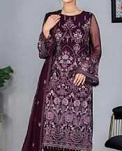 Flossie Egg Plant Chiffon Suit- Pakistani Designer Chiffon Suit