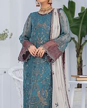 Flossie Teal Chiffon Suit- Pakistani Designer Chiffon Suit