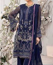 Flossie Navy Blue Chiffon Suit- Pakistani Designer Chiffon Suit