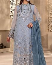 Flossie Cadet Blue Chiffon Suit- Pakistani Designer Chiffon Suit