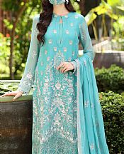 Flossie Turquoise Chiffon Suit- Pakistani Designer Chiffon Suit
