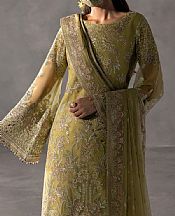 Flossie Light Olive Green Chiffon Suit- Pakistani Designer Chiffon Suit