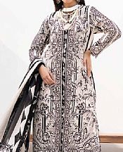 Gul Ahmed Cream Lawn Suit- Pakistani Lawn Dress