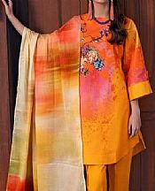Gul Ahmed Orange/Mustard Lawn Suit- Pakistani Lawn Dress