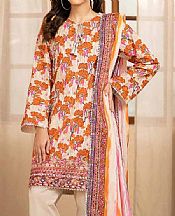 Gul Ahmed Ivory/Rust Lawn Suit- Pakistani Lawn Dress