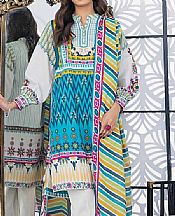 Gul Ahmed White/Turquoise Lawn Suit- Pakistani Lawn Dress